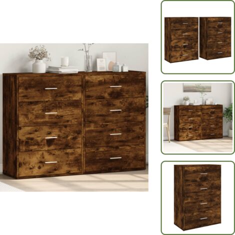 Credenze per casa - vidaXL Credenze 2 pz Rovere Fumo 60x31x84 cm in Legno Multistrato - Credenze per soggiorno