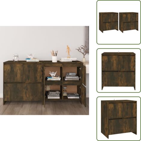 Credenze per casa - vidaXL Credenze 2 pz Rovere Fumo 70x41x75 cm in Legno Multistrato - Credenze con ante