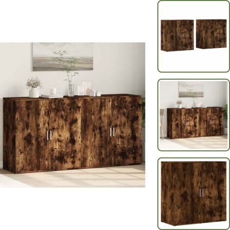 Credenze per casa - vidaXL Credenze 2 pz Rovere Fumo 79x38x80 cm in Legno Multistrato - Credenze per soggiorno