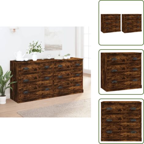 Credenze per casa - vidaXL Credenze 2 pz Rovere Fumo in Legno Multistrato -