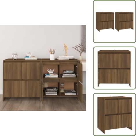 Credenze per casa - vidaXL Credenze 2 pz Rovere Marrone 70x41x75 cm in Legno Multistrato - Credenze con ante