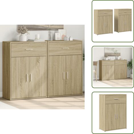 Credenze per casa - vidaXL Credenze 2 pz Rovere Sonoma 60x30x84 cm in Legno Multistrato - Credenze per soggiorno