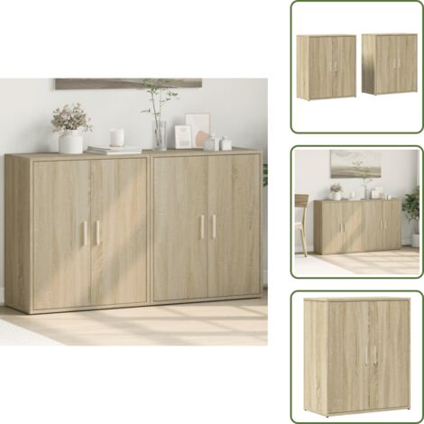 Credenze per casa - vidaXL Credenze 2 pz Rovere Sonoma 60x31x70 cm in Legno Multistrato - Credenze in Rovere Sonoma