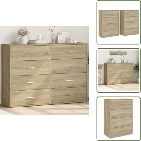Credenze per casa - vidaXL Credenze 2 pz Rovere Sonoma 60x31x84 cm in Legno Multistrato - Credenze per soggiorno