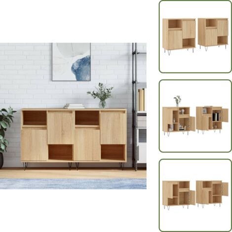 Credenze per casa - vidaXL Credenze 2 pz Rovere Sonoma in Legno Multistrato - Credenze con supporto a parete