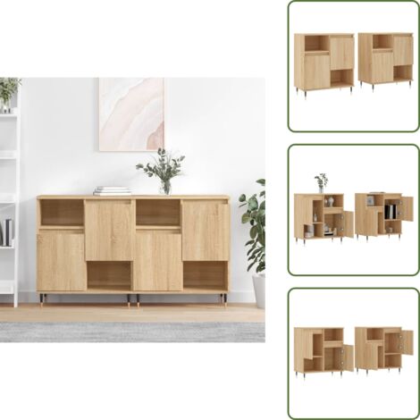 Credenze per casa - vidaXL Credenze 2 pz Rovere Sonoma in Legno Multistrato - Credenze con supporto a parete