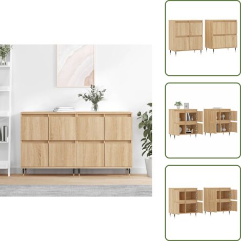 Credenze per casa - vidaXL Credenze 2 pz Rovere Sonoma in Legno Multistrato - Credenze con supporto a parete
