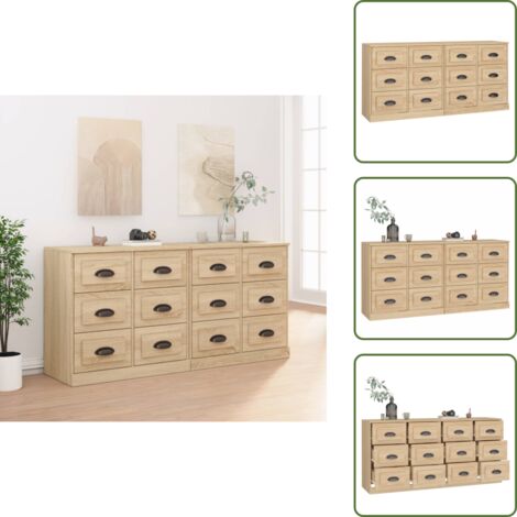 Credenze per casa - vidaXL Credenze 2 pz Rovere Sonoma in Legno Multistrato - Credenze con supporto a parete