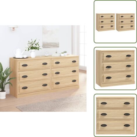 Credenze per casa - vidaXL Credenze 2 pz Rovere Sonoma in Legno Multistrato - Credenze con supporto a parete