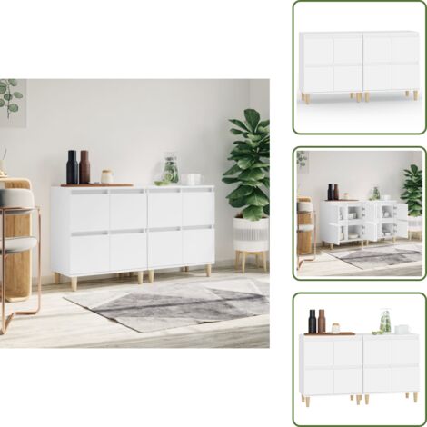 Credenze per casa - vidaXL Credenze 2pz Bianche 60x35x70 cm in Legno Multistrato - Credenze con scomparti
