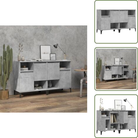 Credenze per casa - vidaXL Credenze 2pz Grigio Cemento 60x35x70 cm in Legno Multistrato - Credenze con ante
