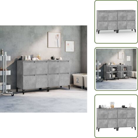 Credenze per casa - vidaXL Credenze 2pz Grigio Cemento 60x35x70 cm in Legno Multistrato - Credenze con scomparti