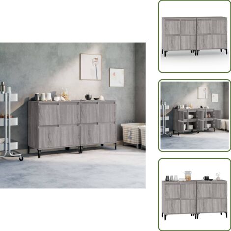 Credenze per casa - vidaXL Credenze 2pz Grigio Sonoma 60x35x70 cm in Legno Multistrato - Credenze con scomparti