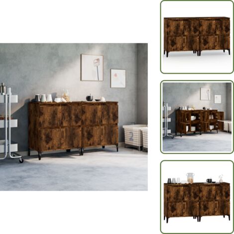 Credenze per casa - vidaXL Credenze 2pz Rovere Fumo 60x35x70 cm in Legno Multistrato - Credenze con scomparti