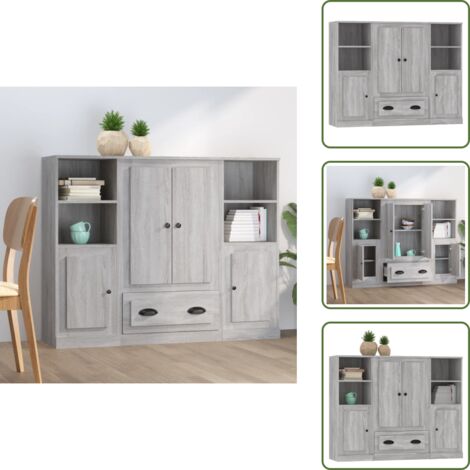 Credenze per casa - vidaXL Credenze 3 pz Grigio Sonoma in Legno Multistrato - Credenze moderne