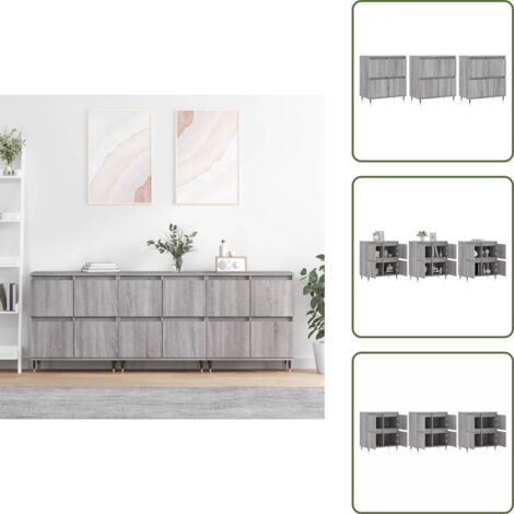Credenze per casa - vidaXL Credenze 3 pz Grigio Sonoma in Legno Multistrato - Credenze per soggiorno