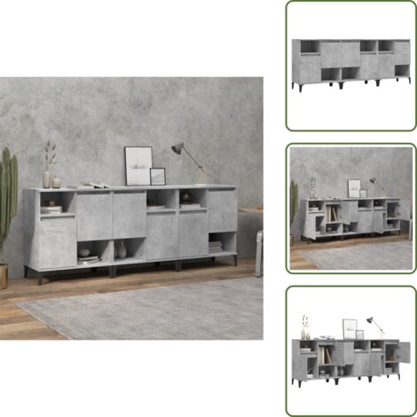 Credenze per casa - vidaXL Credenze 3pz Grigio Cemento 60x35x70 cm in Legno Multistrato - Credenze con ante
