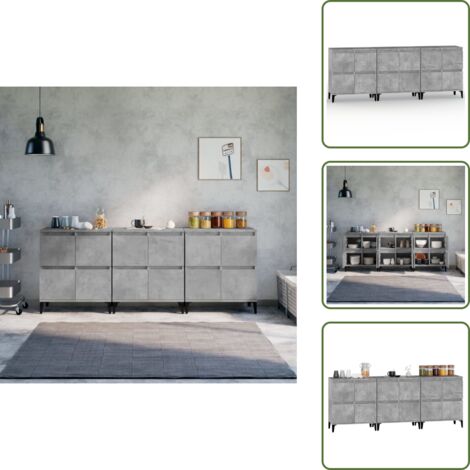 Credenze per casa - vidaXL Credenze 3pz Grigio Cemento 60x35x70 cm in Legno Multistrato - Credenze con scomparti