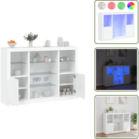 Credenze per casa - vidaXL Credenze con Luci LED 3 pz Bianche in Legno Multistrato - Credenze con luce automatica