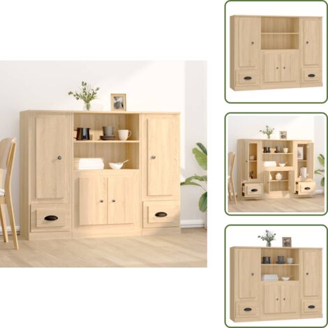 Credenze per interni - vidaXL Credenze 3 pz Rovere Sonoma in Legno Multistrato -