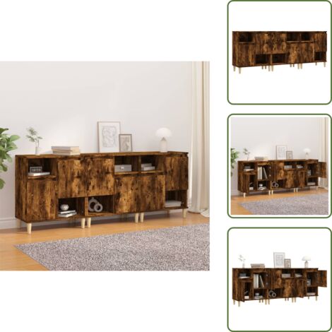 Credenze per interni - vidaXL Credenze 3pz Rovere Fumo 60x35x70 cm in Legno Multistrato - Credenze in legno massello
