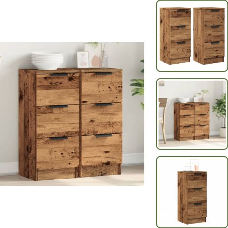 Credenze per soggiorno - vidaXL Credenze 2 pz Legno Antico 30x30x70 cm in Legno Multistrato - Credenze per camera da letto