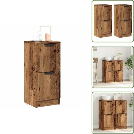 Credenze per soggiorno - vidaXL Credenze 2 pz Legno Antico 30x30x70 cm in Legno Multistrato - Credenze per camera da letto