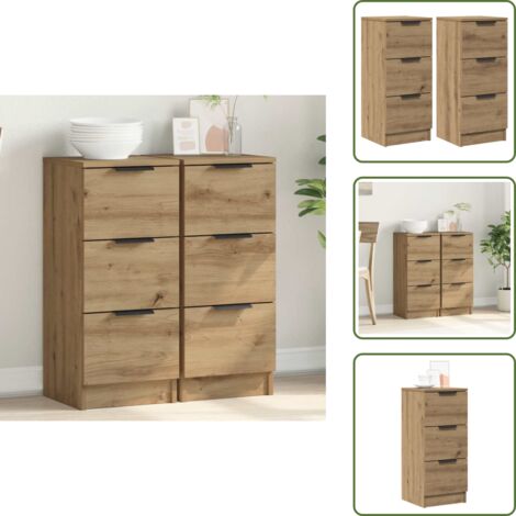 Credenze per soggiorno - vidaXL Credenze 2 pz Rovere Artigianale 30x30x70 cm Legno Multistrato - Credenze per camera da letto