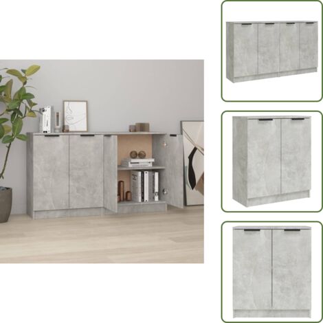 Credenze per stanza - vidaXL Credenze 2 pz Grigio Cemento 60x30x70 cm in Legno Multistrato - Credenze con piano d'appoggio