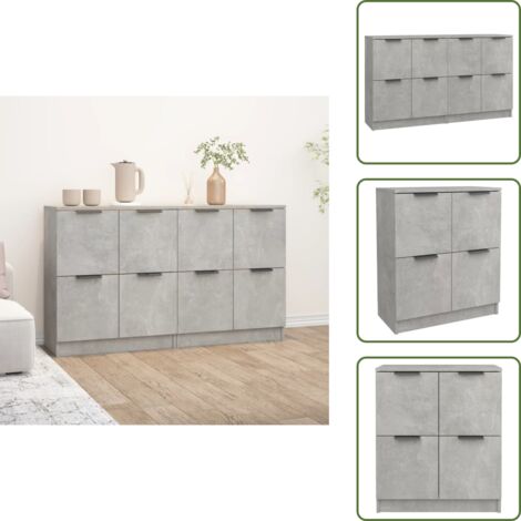 Credenze per stanza - vidaXL Credenze 2 pz Grigio Cemento 60x30x70 cm in Legno Multistrato - Credenze per archivio