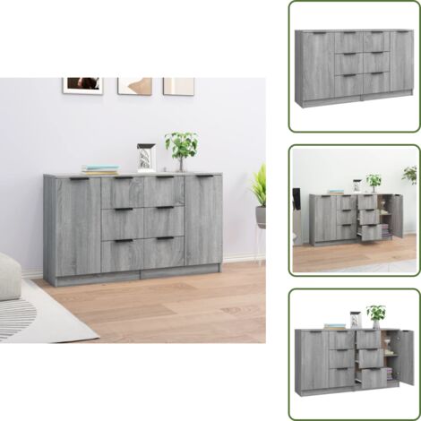 Credenze per stanza - vidaXL Credenze 2 pz Grigio Sonoma 60x30x70 cm in Legno Multistrato - Credenze per casa