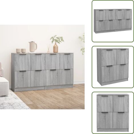 Credenze per stanza - vidaXL Credenze 2 pz Grigio Sonoma 60x30x70 cm in Legno Multistrato - Credenze per casa