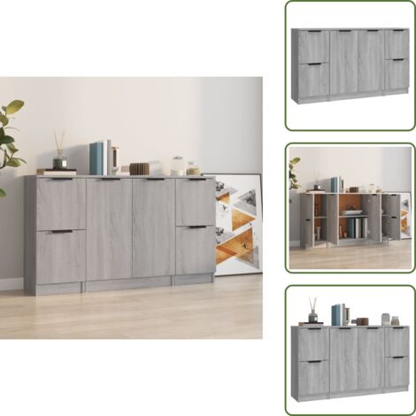 Credenze per stanza - vidaXL Credenze 3 pz Grigio Sonoma in Legno Multistrato - Credenze per casa