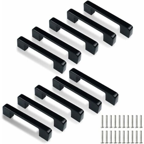 Crediri - 10 tiradores negros para muebles (96 mm), de acero inoxidable, para armarios de cocina, color negro