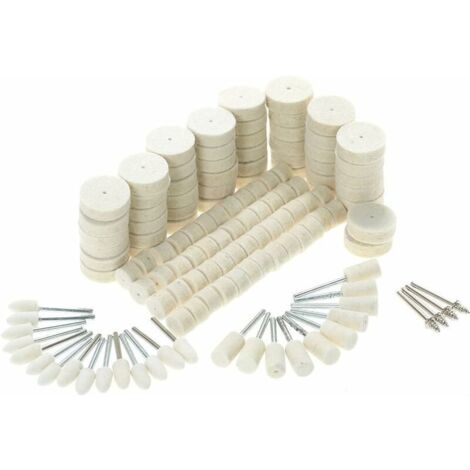 Crediri - 129 piezas de muelas abrasivas de fieltro de lana, herramientas de pulido de superficies metálicas, accesorios para herramienta rotativa Dremel