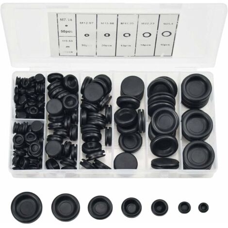 Crediri - 170 tapones de goma (7 tamaños) con ojales de goma y estuche de almacenamiento, kit de sellado de cables eléctricos para bomba de agua de coche.