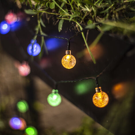Crediri - Cadena de luces solares para exteriores, 7 m, 50 LED, IP44, resistente al agua, con forma de bola de burbuja y 8 modos de iluminación para decoración interior y exterior, jardín, árbol de Na