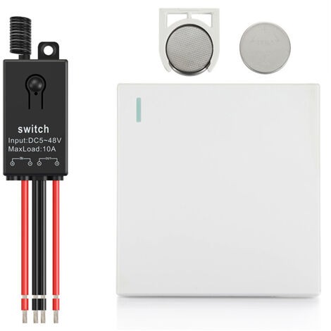 Crediri Funkschalter- und Empfänger-Set, keine Verkabelung, kein WLAN, Fernbedienung für LED-Beleuchtung, kabelloser Panelschalter, wasserdicht IP66 (1-Gang-Schalter-Set, 1 Empfänger)