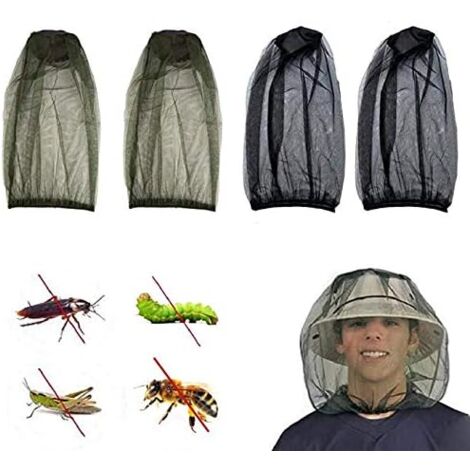 Crediri - Paquete de 4 mosquiteras de malla con forma de calavera, máscara de malla para apicultores y entusiastas de las actividades al aire libre contra mosquitos