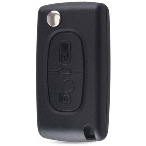 Crediri Schlüsselgehäuse kompatibel mit Peugeot 107 207 307 308 407, 2 Tasten, CE0536-Klinge, keine Rille, Batterie im LO-Ron-Gehäuse
