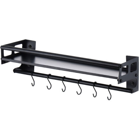 Crediri - Soporte para utensilios de cocina con 8 ganchos, pegamento/taladro, 2 opciones de instalación, 40 cm, para pared