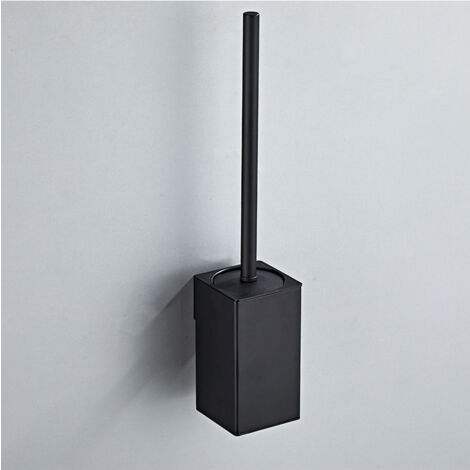 Crediri Toilettenbürstenhalter aus Edelstahl 304, quadratisch, zur Wandmontage, mit 1 Bürstenkopf (schwarz)