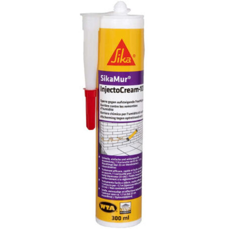 Crème d'injection SikaMur InjectoCream 300ml – Imperméabilisant pour murs en maçonnerie – Efficacité renforcée contre l'humidité