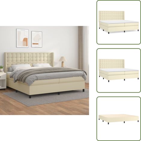 Cremebett - vidaXL Boxspringbett mit Matratze Creme 200x200 cm Kunstleder - Taschenfederkern