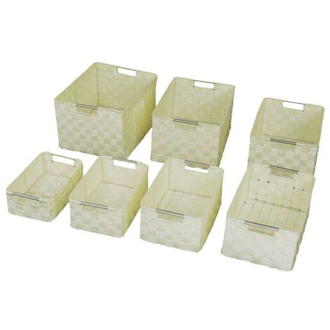 Cremefarbene Polyester-Schublade 1-7 cm38x28h21