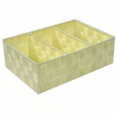 Cremefarbene Polyester-Schublade mit 3 Fächern 31x21x10 cm