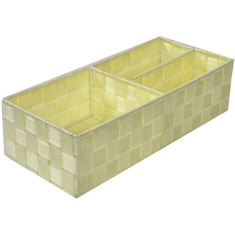 Cremefarbene Polyester-Schublade mit 3 Fächern, 37 cm x 17 cm x 10 cm