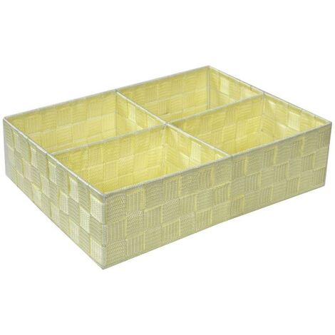 Cremefarbene Polyester-Schublade mit 4 Fächern 37x27x10cm