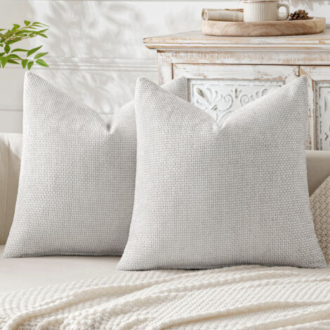 Cremefarbene Sofakissenbezüge 45 x 45 cm, 2er-Set, dickes Chenille-Nadelstrick, ideal für Schlafzimmer oder Wohnzimmer
