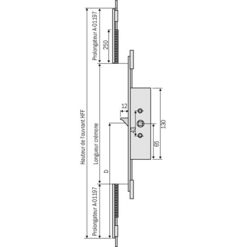 Ferco - Crémone ajustable à tétière F17 - G14744.00